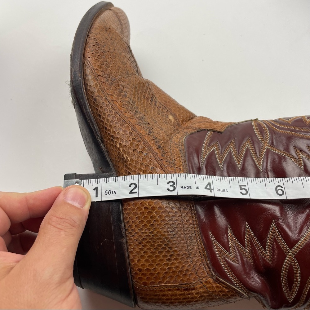 Vintage Dan Post Brown Front Cut Python Cowboy Bo… - image 15